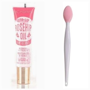 2 Piece Rosehip Oil Broadway Clear Lip Gloss Silicone Exfoliating Lip Scrub Kit